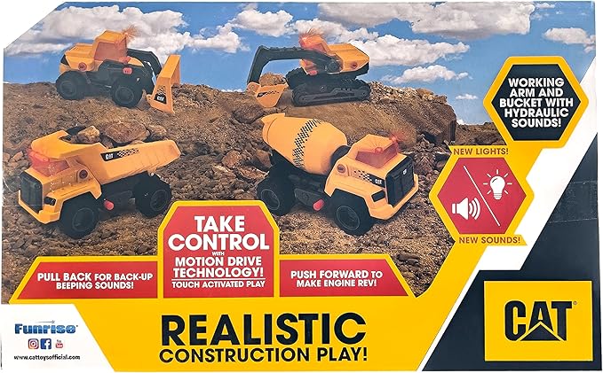 CAT Construction Toys, CAT Construction 11.5" Power Haulers 2.0 Excavator, Lights and Sounds, Ages 3 and up