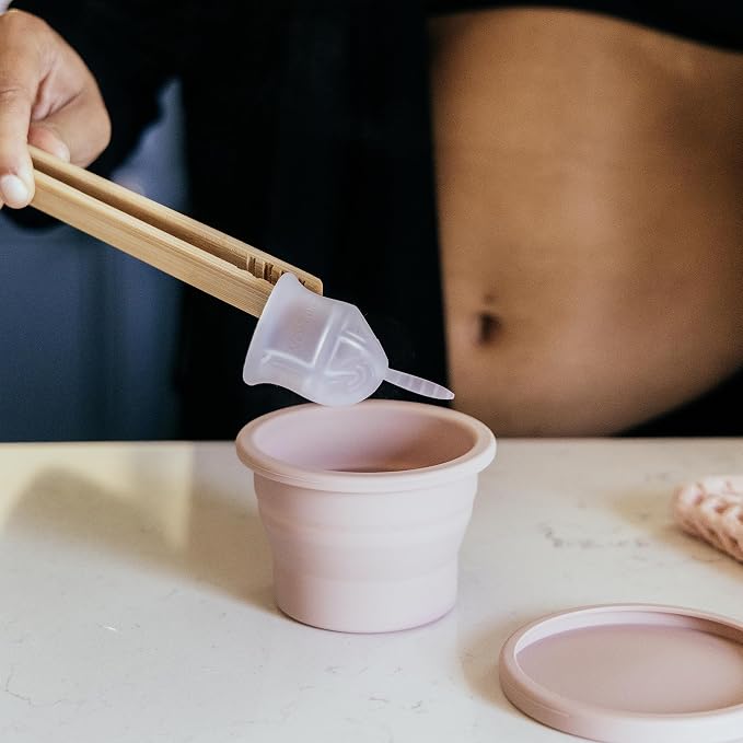 VOXAPOD Menstrual Cup Sterilizer, Microwave-safe, Collapsible Cleaner for Public Bathroom, Travel, Camping, Foldable Silicone Container to Wash, Boil, Sanitize Period Cups, Discs, Cleaning Case Holder