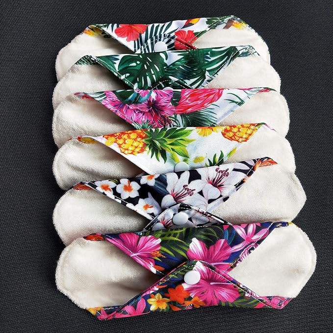 6+1Set Reusable Reusable Menstrual Pads Organic Bamboo Panty Liner Sets, Including 6pcs Daily Use Panty Liner + 1 pcs Mini Wet Bag