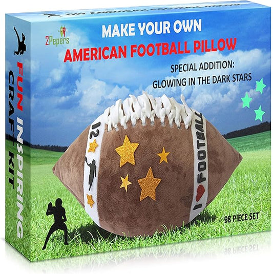 Make Your Own American Football Pillow, Football Gifts for Boys and Girls Ages 3 4 5 6 7 8 9 10 Years and Up, DIY Arts and Crafts Kit for Kids, Sports Present, Boys Toys