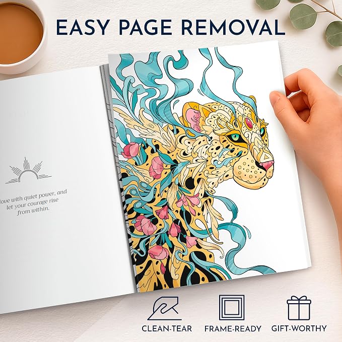 Coloring Book for Adults Relaxation – Calming Adult Coloring Book with 31 Designs and Inspiring Prompts – Mindfulness Stress Relief and Self Care Gifts for Women & Men, Tear-Out Pages