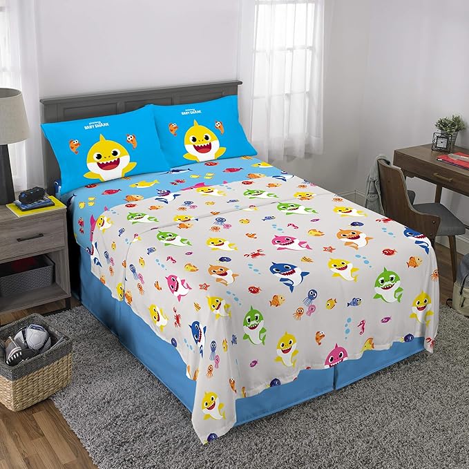 Franco Kids Bedding Super Soft Microfiber Sheet Set, Full, Baby Shark