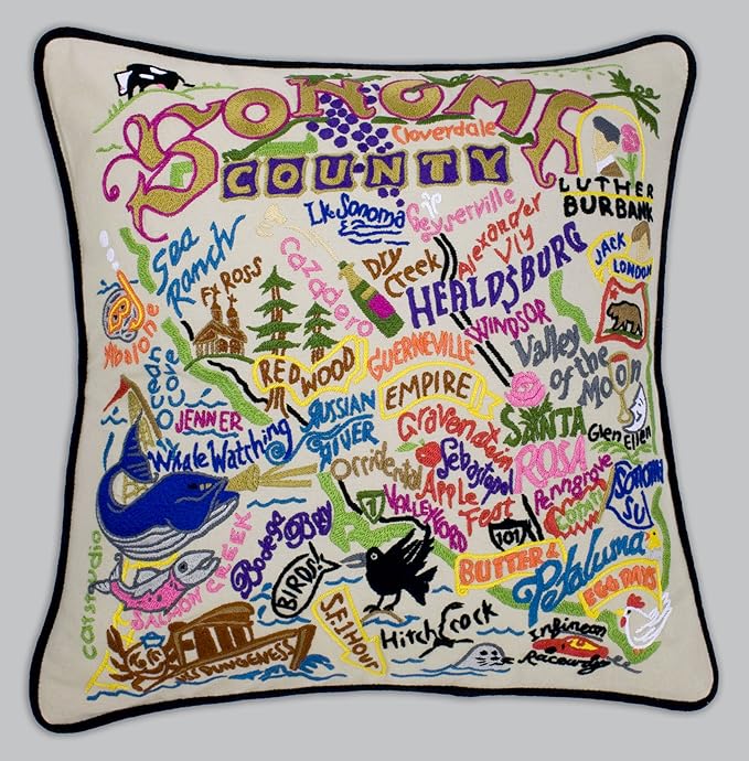 Catstudio Sonoma County Embroidered Decorative Throw Pillow