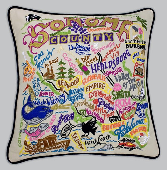 Catstudio Sonoma County Embroidered Decorative Throw Pillow