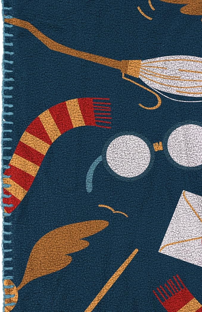 Jay Franco Kids Plush Throw Blanket – Soft & Cozy Fleece Throw for Bedroom & Couch Décor, Official Licensed Product, Blue - Harry Potter, 46x60 - Throw Blanket