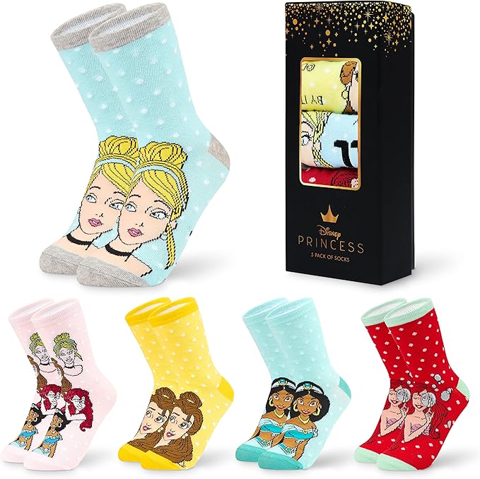 Disney Stitch Socks Gifts for Women Teens, US Size 4-9, Baby Yoda Pack of 5 Fuzzy Casual Crew Socks for Home Sleep Winter
