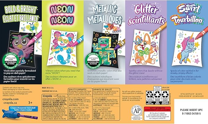 Crayola Special Effects Bulk Crayon Set (5 Pack), 24 Crayons for Kids, Coloring Supplies for Arts & Crafts, Glitter, Pastel, Bold & Bright, Neon, Metallic [Amazon Exclusive]