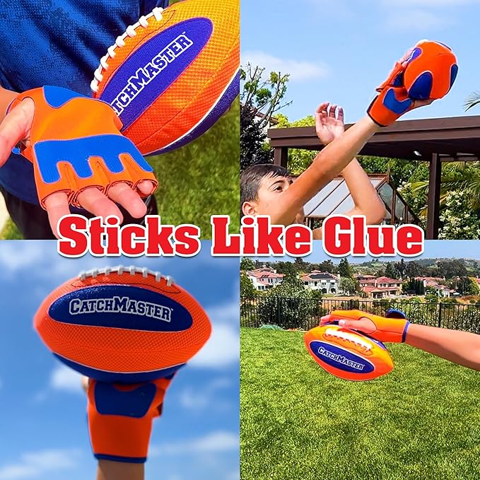 CatchMaster Water Football Set – Lightweight, Double-Laced Ball + 2 Gloves for Beach, Swimming Pool, or Backyard – All Weather Fun & Active Play for Kids, Teens & Families