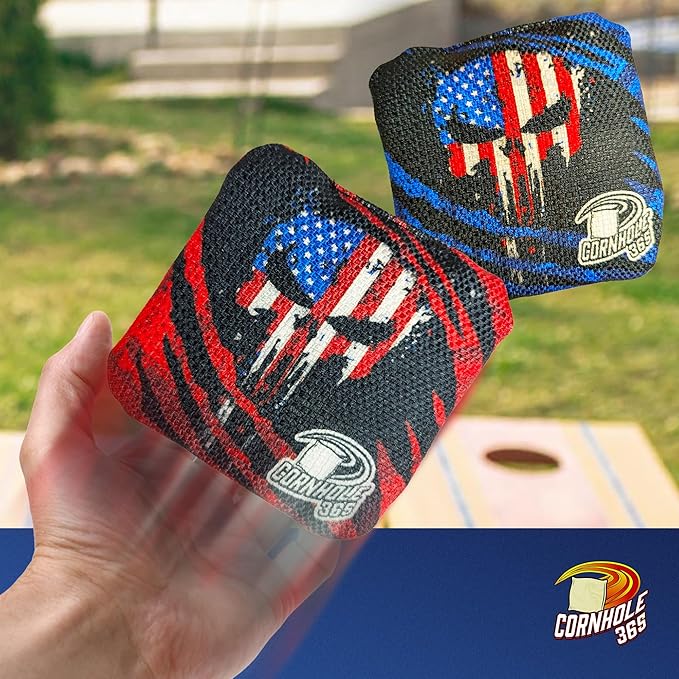 Cornhole365 - Stick & Slide - Professional Corn Hole Bag - Heavy-Duty Double-Stitched Polyester Fabric & Resin Filling for All-Weather - Versatile Regulation Size Cornhole Bean Bags - Set of 8