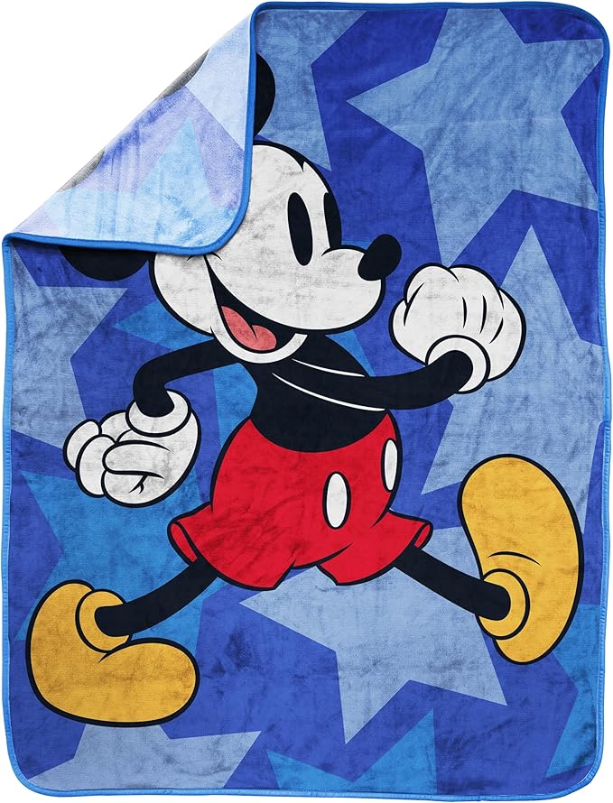 Jay Franco Kids Plush Throw Blanket – Soft & Cozy Fleece Throw for Bedroom & Couch Décor, Official Licensed Product, Blue - Mickey Mouse, 40x50 - Travel Blanket