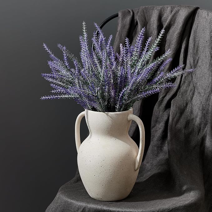 Emotionally Grounded Vase, Vaseking Large Ceramic Rustic Vase with 2 Handles, 8.6 inch Minimalist Decorative Farmhouse Vases for Home Decor, Living Room, Enterway, Table Decoration, Speckled White