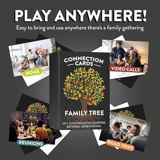 CreateFun 101 Family Tree Conversation Cards – Meaningful Questions for Grandma, Grandpa, Mom & Dad to Share Memories and Strengthen Family Bonds