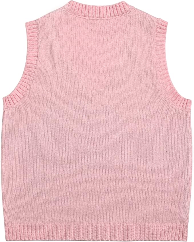 Women's Sweater Vest,Y2K Sleeveless Pattern Preppy Style Knitted Crop Tank Top for Girl