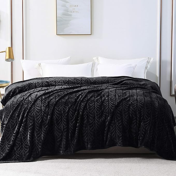 Whale Flotilla Soft Flannel Fleece Twin XL Size Blanket for Bed, Black | 90"x66" Cozy Lightweight Breathable Coverlet, Plush Fluffy Bedspread, Vintage Pattern Decorative Blanket for Dorm, All Season