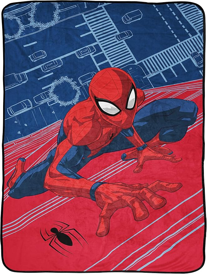 Jay Franco Plush Throw Blanket – 46" x 60" Inch Cartoon Kids Soft & Cozy Fleece Throw for Bedroom & Couch Décor, Official Licensed Product, Red - Spiderman