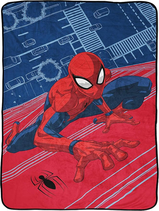 Jay Franco Plush Throw Blanket – 46" x 60" Inch Cartoon Kids Soft & Cozy Fleece Throw for Bedroom & Couch Décor, Official Licensed Product, Red - Spiderman