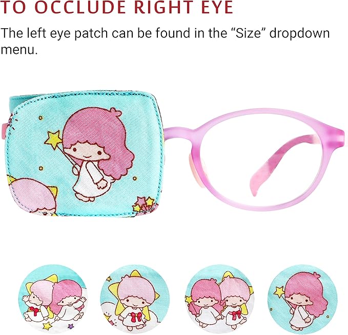 Astropic Cotton & Silk Eye Patch for Kids Glasses (Right Eye, Fairy - Magic Wand)