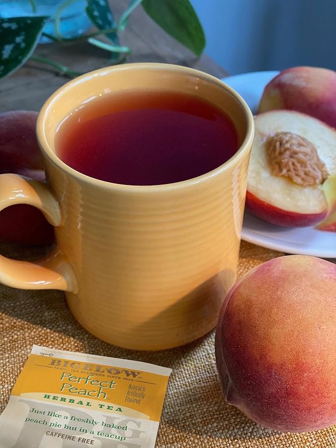 Bigelow Tea Perfect Peach Herbal Tea Bags, Caffeine Free, 20 Count (Pack of 12)