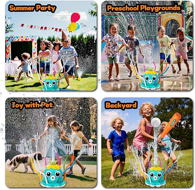 Water Sprinkler Baseball Toy for Kids Outdoor Play Toys – Backyard Summer Splash Game for Boys and Girls, Connects to Garden Hose, Fun Lawn Activity for Yard, Beach, or Birthday Party