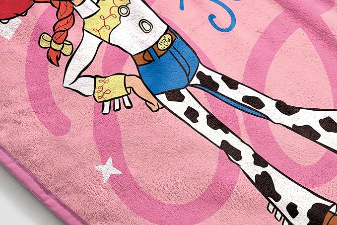 Jay Franco Plush Throw Blanket – 46" x 60" Inches Kids Hero Soft & Cozy Fleece Throw for Bedroom & Couch Décor, Official Licensed Product, Pink - Toy Story Jessie