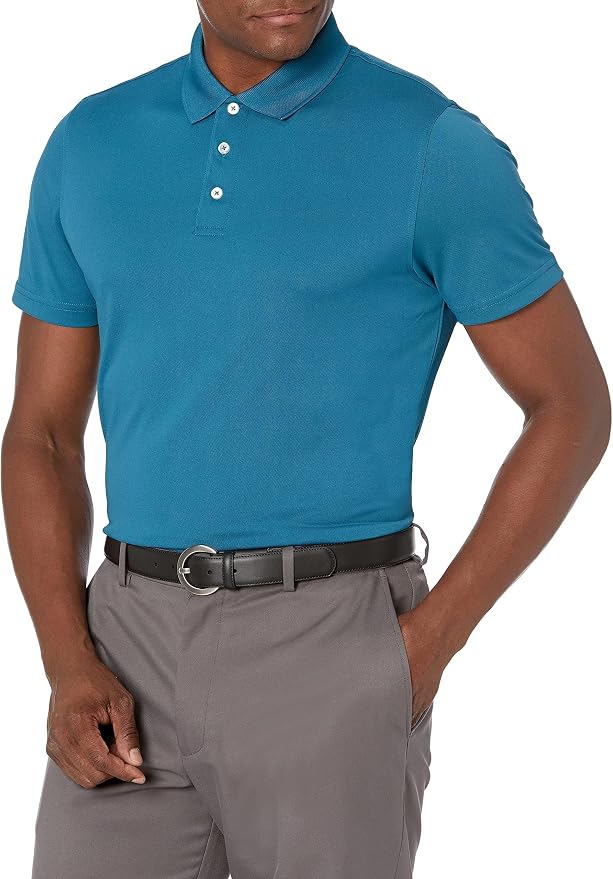 Amazon Essentials Men's Moisture Wicking Golf Polo Shirt, Short Sleeve, Slim-Fit, Quick-Dry, Active Wear