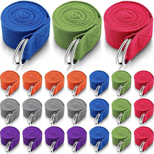 Leyndo Yoga Strap Stretching Pilates Exercise Adjustable Straps 6 ft Non Elastic Yoga Belt with Adjustable D Ring Buckle for Pilates Gym Workouts Fitness