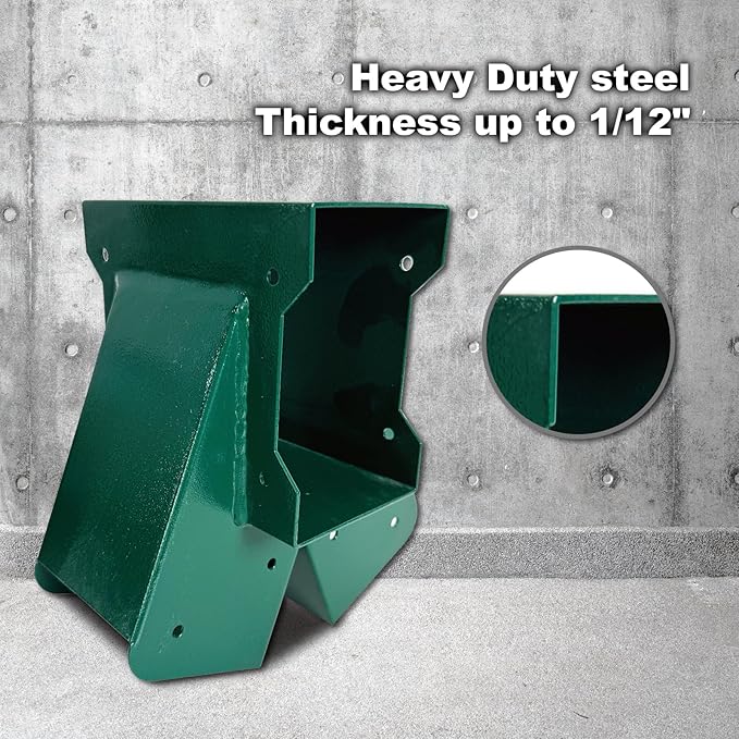 A-Frame End Swing Set Brackets - 2 Pcs Heavy Duty Carbon Steel Hardware with Mounting Kit, DIY Bracket for 4x4 Legs & 4x6 Beam, Green
