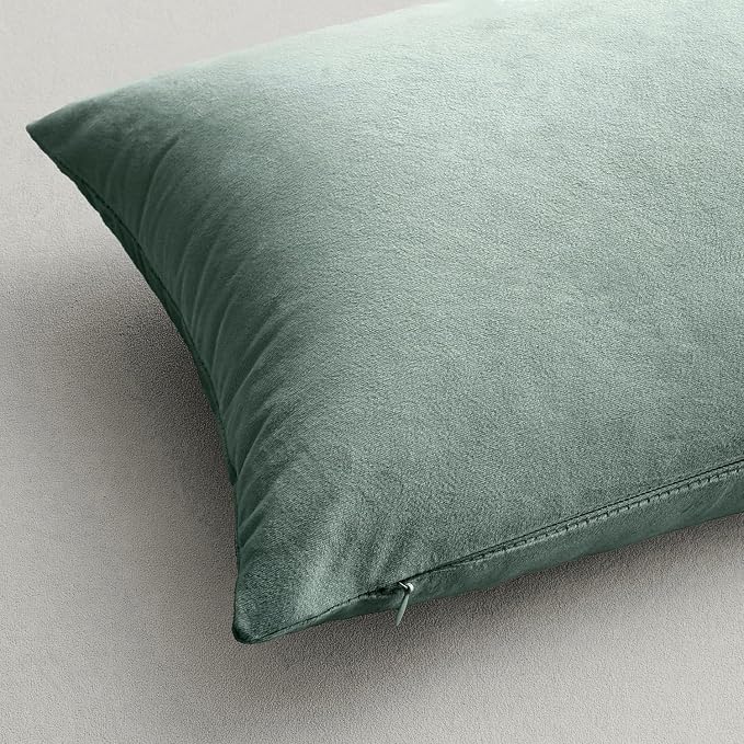 MIULEE 24x24 Inch Pack of 2 Euro Velvet Throw Pillow Covers Aqua Haze | Soft Solid Decorative Euro Sham, Modern Luxury Home Decor, for King Bed Sofa Couch Bedroom Livingroom