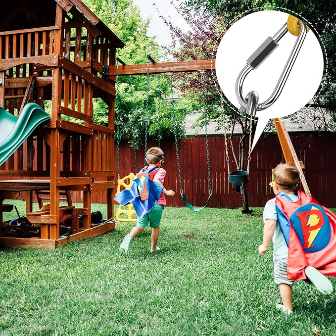 AGPTEK® 1 Pair Quick Link Snap Hook Carabiner Connector Screw Lock Clip for Swing Play Set