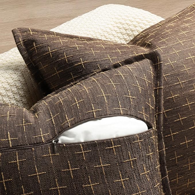 Pillow Covers 24x24 Set of 2 Soft Polyester Textured Pillow Covers with Stylish Flange Edge Cozy Farmhouse Throw Pillows for Couch Bed Sofa Living Room