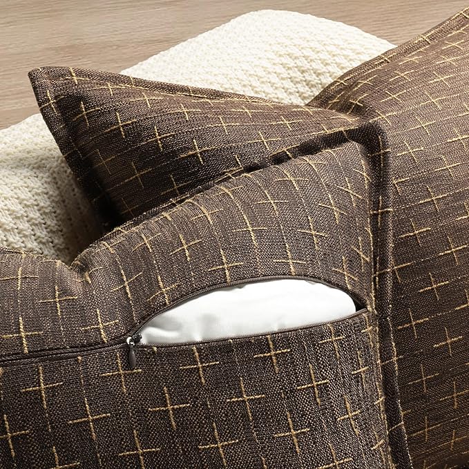 Pillow Covers 22x22 Set of 2 Soft Polyester Textured Pillow Covers with Stylish Flange Edge Cozy Farmhouse Throw Pillows for Couch Bed Sofa Living Room