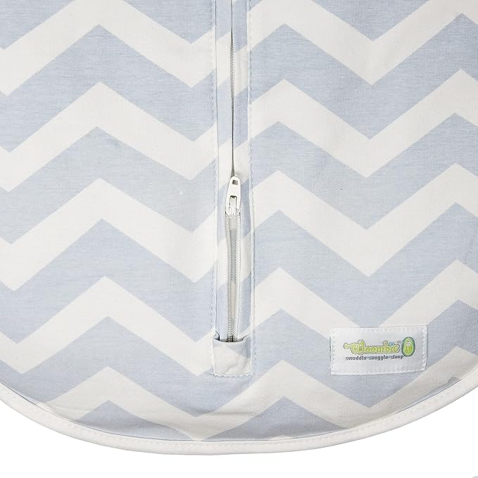 Woombie Convertible Baby Swaddle Blanket, Converts to Wearable Blanket for Babies Up to 3 Months, Blue Chevron, 5-13 lbs