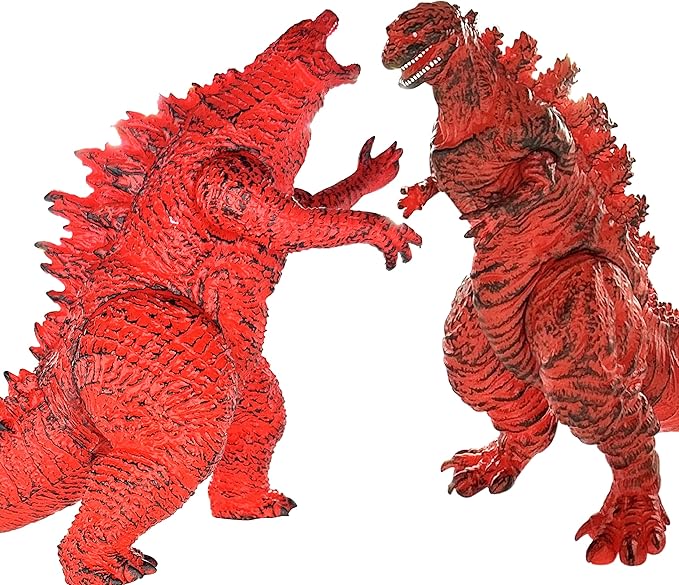 TwCare Set of 2 Monster Legendary Fire Shin Figure Flaming King of The Monsters Toys, Movable Joints Burning Action Movie Dragon Dinosaur Series Soft Vinyl, Carry Bag