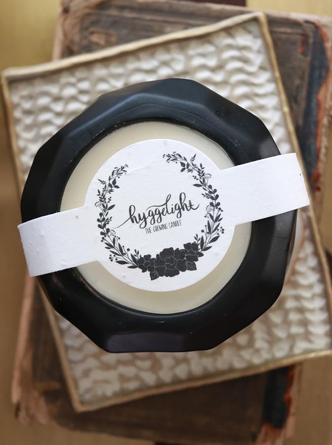 Hyggelight - The Growing Candle, Lemongrass Scented, 13oz Ceramic Pot, Single Wick Aromatherapy Candles, 100% Soy for Women and Men, Emma