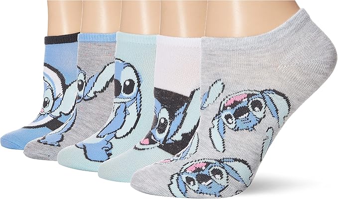 Disney Women's Lilo & Stitch 5 Pack No Show Socks