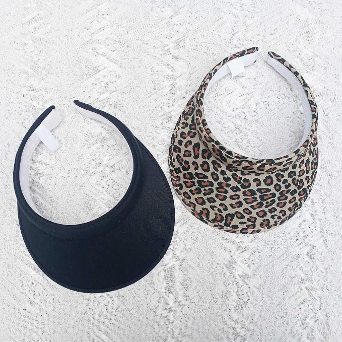 2 Pack Sun Visor Hats Women Men Clip On Wide Brim Visors Hat Outdoor Sports Golf Beach Travel Tennis Caps