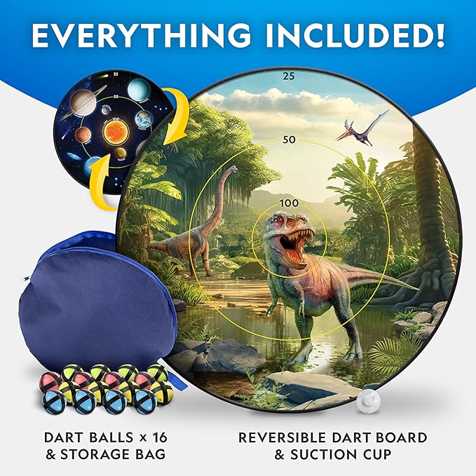 National Geographic Dart Board for Kids - Dart Ball Game Set with Lightweight 28" Reversible Dartboard and Sticky Balls in 4 Colors, Indoor Games for Kids, Kids Darts Game