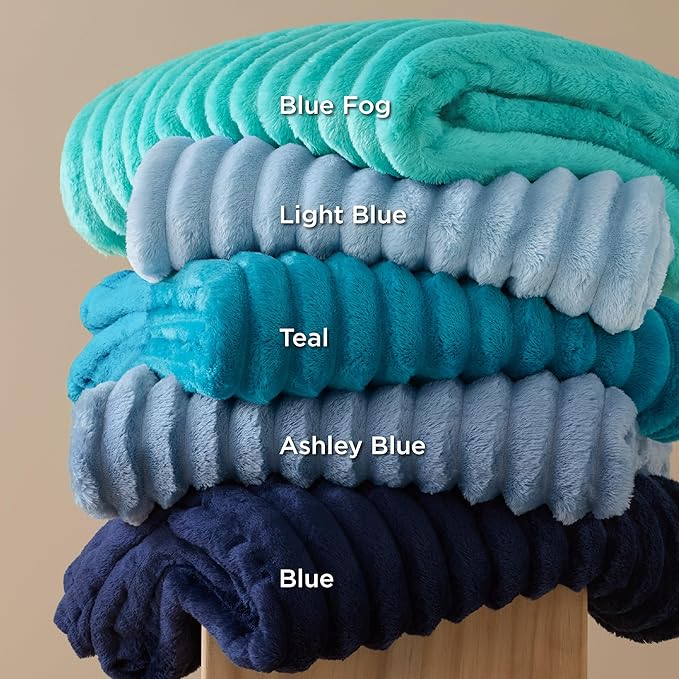 Bedsure GentleSoft Navy Blue Fleece Blanket for Couch - Cozy Soft Blankets for Women, Cute Small Throws for Girls, Navy, 90x90 Inches