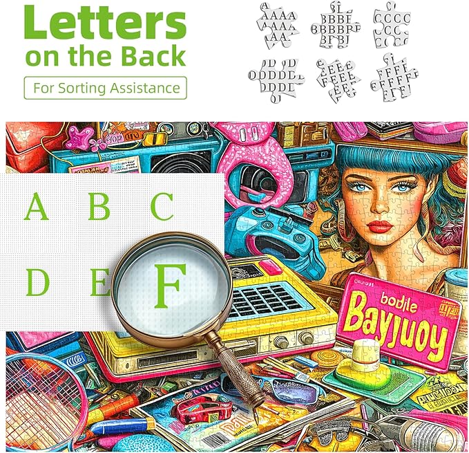 Retro Pop Art Jigsaw Puzzle, 500 Pieces, Vibrant Beauty and Technology Theme Collage, Adult Entertainment