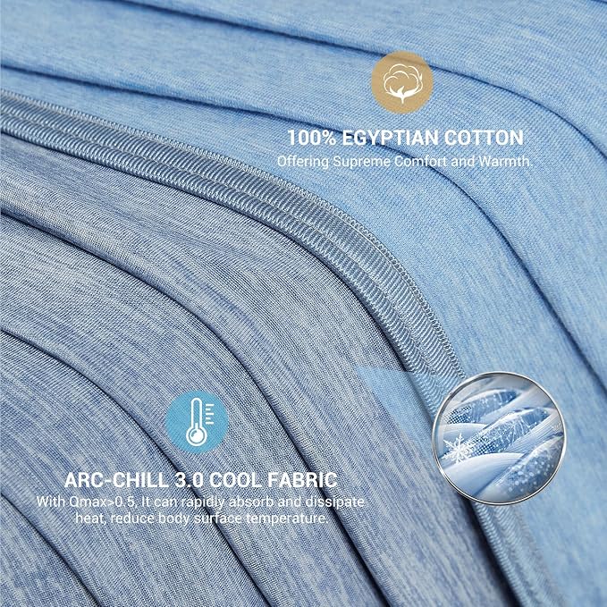 Elegear Arc-Chill 3.0 Cooling Blankets for Hot Sleepers, Cool Throw, Blue | Q-Max>0.5 Cooling Fabric, Absorbs Heat to Keep Body Cool, Breathable Summer Blankets for Night Sweats & Menopause, 51"x67"