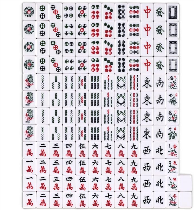 Yellow Mountain Imports Chinese Mahjong Set – Rouge Heritage – 146 Medium Tiles, Professional Set for Chinese-Style Play [中式麻將 專業套裝]