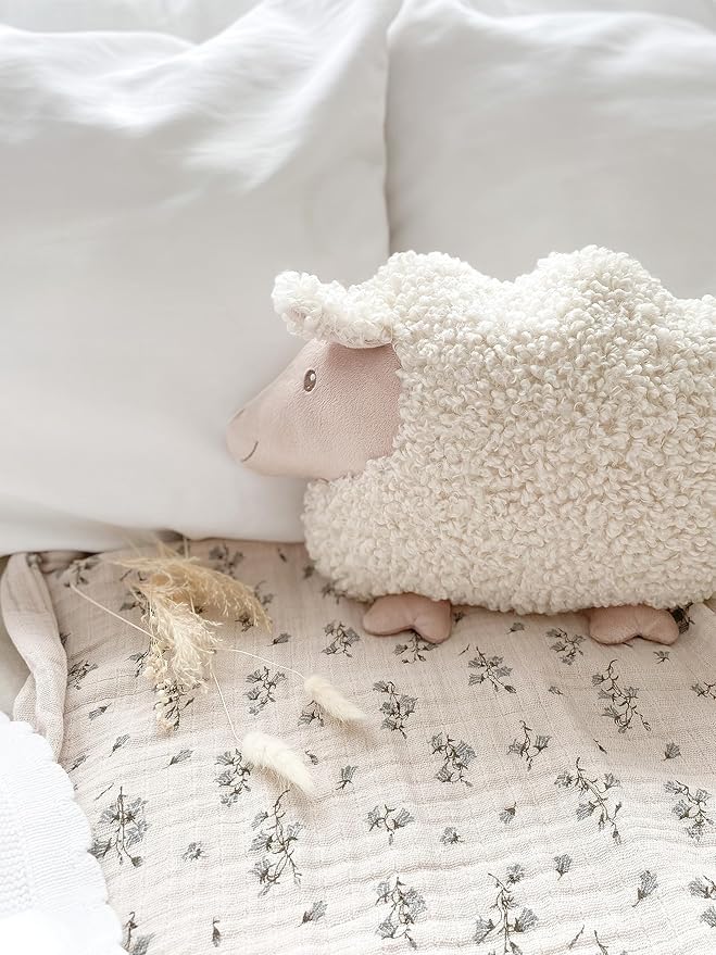 MON AMI Lamb Shaped Pillow – 13.5x12”, Sheep Stuffed Toy, Plush Stuffed Hugging Pillow, Decorative Cushion for Child’s Nursery, Cute Room Décor