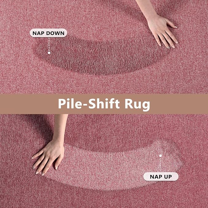 FinRèc 7x10 Washable Area Rugs for Bedroom Living Room, Low Pile Thin Rug Solid Color, Non-Slip Carpet Indoor for Home Decor (Red/White)