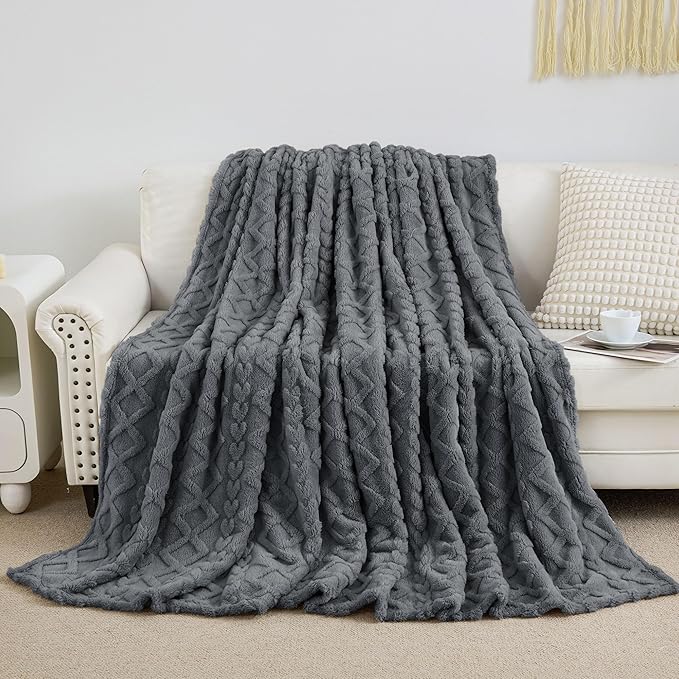 Aganear Fleece Throw Blanket for Couch Sofar 50"x60" Grey | Lightweight Fuzzy Throw,Warm Gift for Women,Christmas,Housewarming,Soft,Boho Design for Room Home Decor,All-Season Use