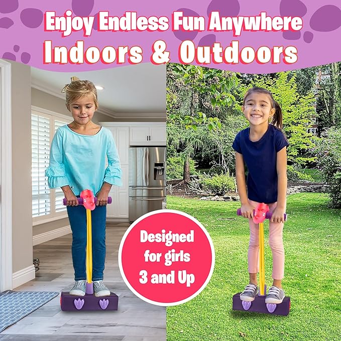 Playbees Triceratops Foam Pogo Stick Jumper for Kids 3, 4, 5, 6, 7 Years Old - Inside & Outside Fun - Dinosaur Themed Bungee Ideal for Kids Fun, Gifts, Christmas, Birthday for Boys & Girls