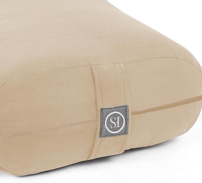 Meditation Cushion Bolster Pillow for Restorative Yoga – Supportive Cushion for Meditation, Pilates, and Relaxation – Filled with Buckwheat Hulls - Removable Cover