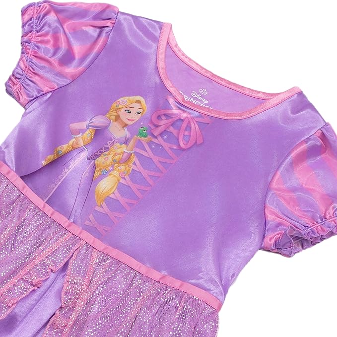 Disney Girls' Princess Dress Nightgown, Fantasy Gown, Soft & Cute Pajamas for Kids
