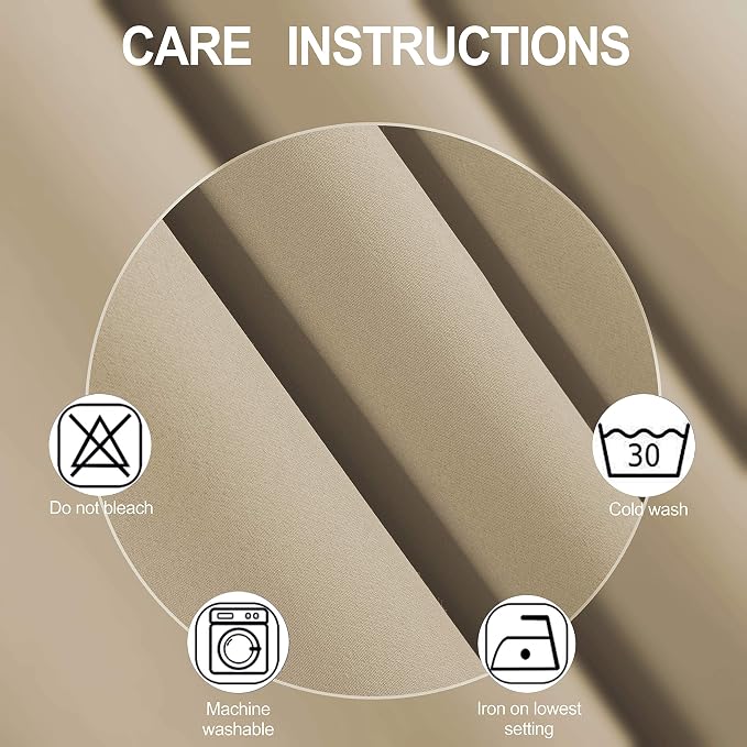 LEMOMO Blackout Curtains 66 x 84 inch/Beige Curtains Set of 2 Panels/Thermal Insulated Room Darkening Bedroom Curtains