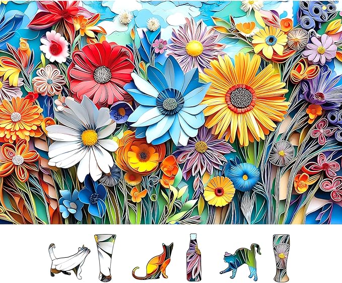 500 Piece Jigsaw Puzzle for Adults - 3D Floral Art with Unique Shapes | 23x15 Inch Decorative Puzzle for Relaxation & Home Decor | Ideal Gift for Plant Lovers