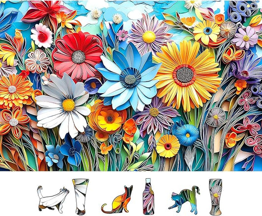 500 Piece Jigsaw Puzzle for Adults - 3D Floral Art with Unique Shapes | 23x15 Inch Decorative Puzzle for Relaxation & Home Decor | Ideal Gift for Plant Lovers